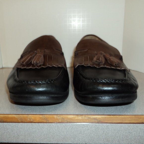 Dockers Men's 11 M Leather Loafers Shoes Black Brown Slip On Tassels Heels - Picture 2 of 13